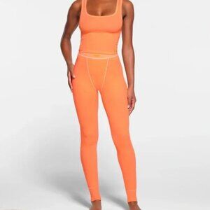 SKIMS Stretch Ribbed Cotton Leggings NWT 2X Bright Orange
